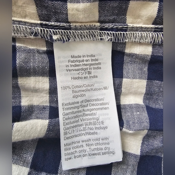 J. Crew Crewcuts Girls' smocked ruffle dress gingham ink/white - Sz 14 - Picture 4 of 4